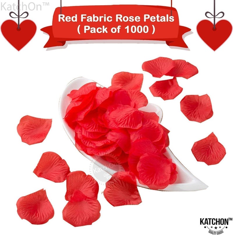 KATCHON Artificial Red Rose Petals - 1000 Pcs Silk, Artificial Flowers Petal For Wedding Decorations | Decorative Rose Petals For Bed | Anniversary Decorations | Red Rose Petal Artificial Flowers - Image 4